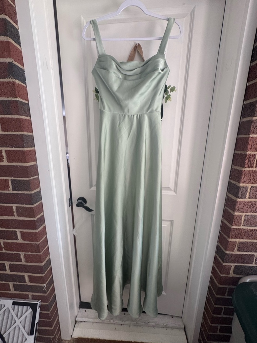 Azazie Stretch Satin Cowl Neck Bridesmaid Dress in Sage